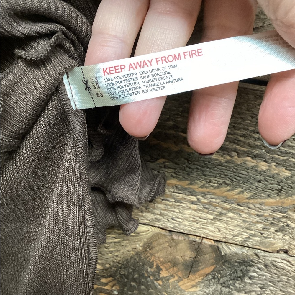 Free People Intimately Brown Ribbed Lettuce Edge Tank Top - Picture 5 of 6